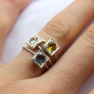 Birthstone Stacking rings, Sterling silver, Made to order, Custom Ring, Choose three Gemstone, Lab created gems image 1