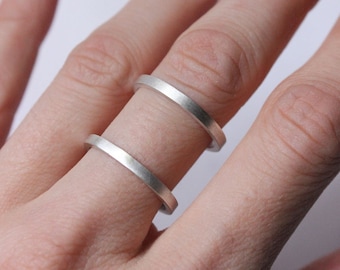 Sterling Silver Double Ring Silver Cage Ring, simple ring, minimalist ring, statement ring, double band ring