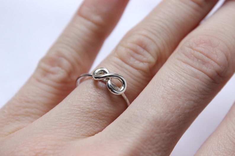 Stacking initial, letter, heart or infinity ring, Sterling silver, Personalized ring, Made to order image 1