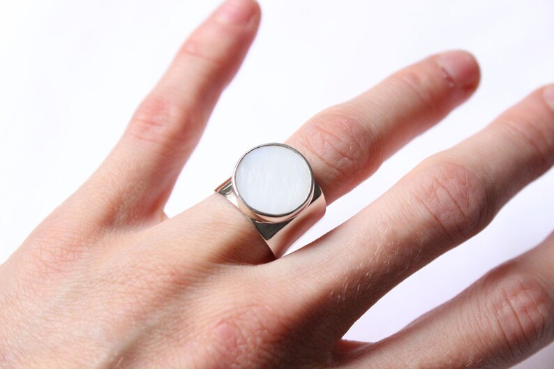 Made to order in your size Geometric Ring Stone ring Mother of pearl ring in Sterling Silver