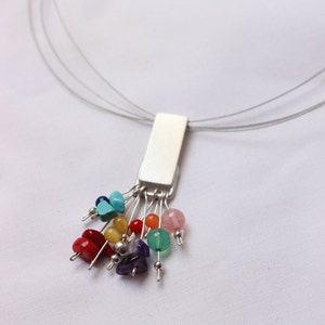 Multicolor pendant Sterling silver and colorful gems Perfect for Spring Summer Autumn Winter image 1