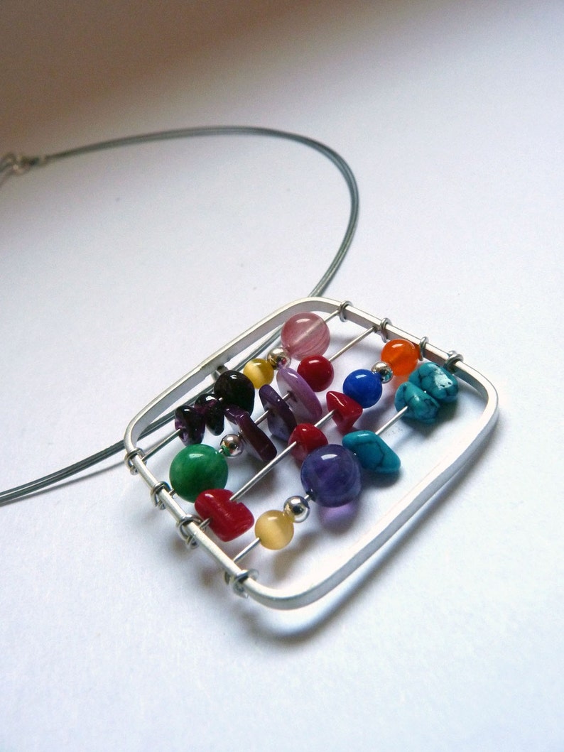 Small Abacus Colorful Sterling silver Perfect gift for a teacher image 5