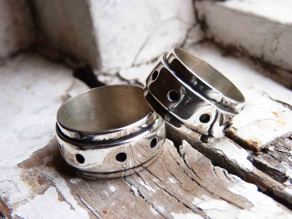 Wedding Bands Set in Sterling Silver Engagement Ring Unisex Etsy