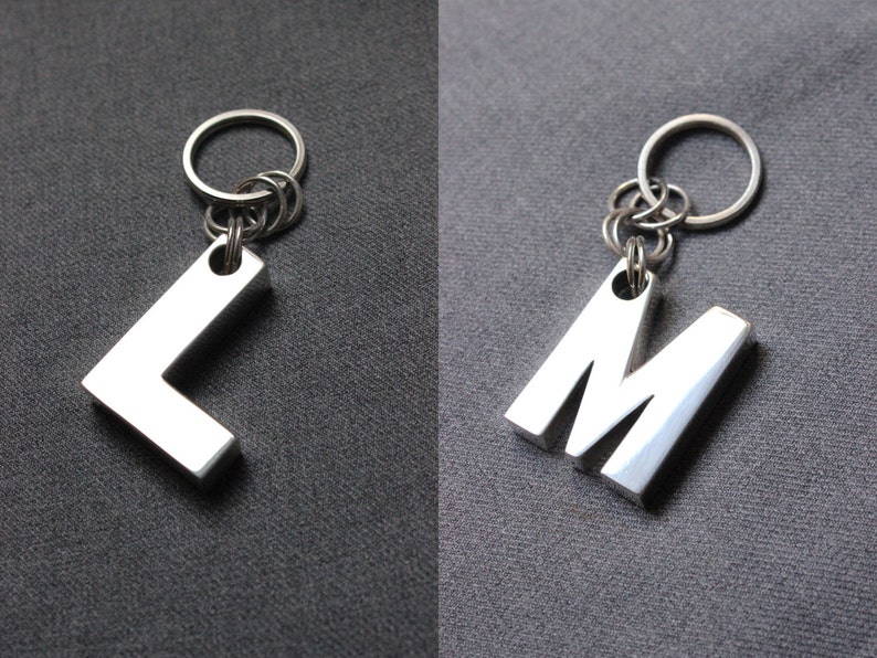 Letter Keychain Custom made of Sterling silver, Made to order, Custom Letter, Keychain Personalized Initials image 5