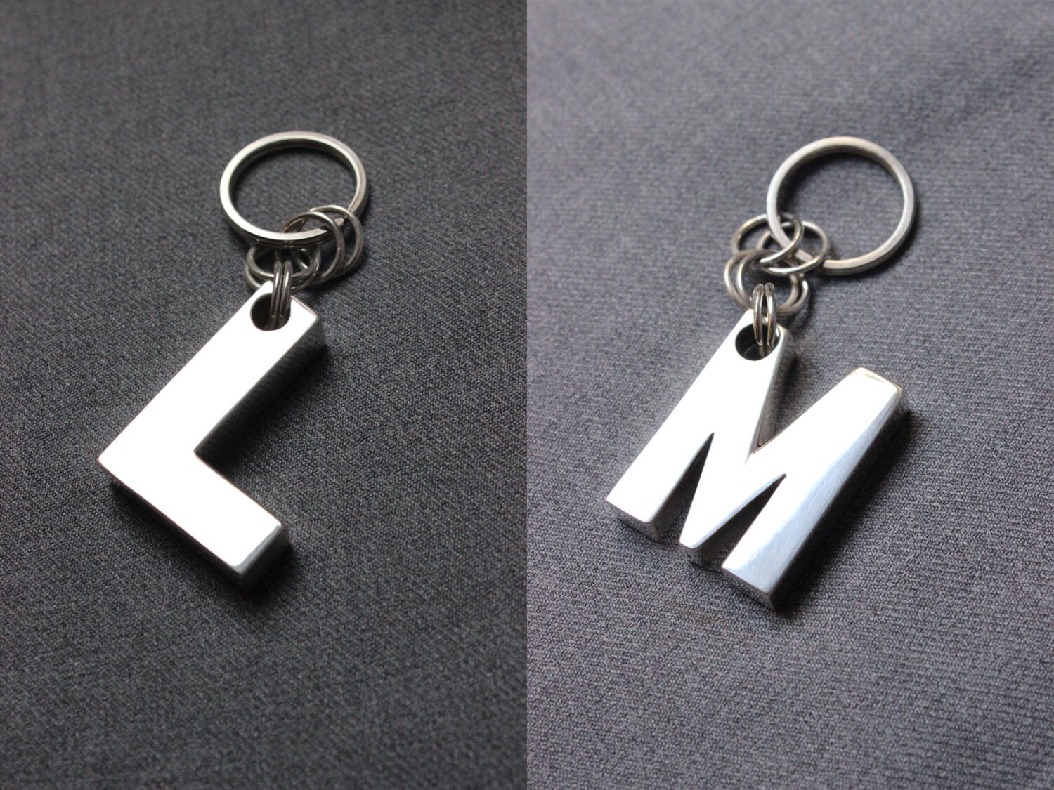 Letter Keychain Custom made of Sterling silver Made to order Etsy