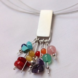 Multicolor pendant Sterling silver and colorful gems Perfect for Spring Summer Autumn Winter image 4
