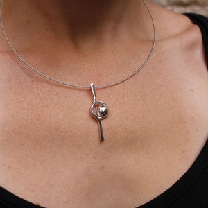 Tiny line and Point Pendant Sterling silver Polished Medium-size pendant Delicate Simple image 4