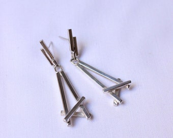 Minimalist sterling silver earrings, lightweight and modern look ,  "Mikado Earrings"