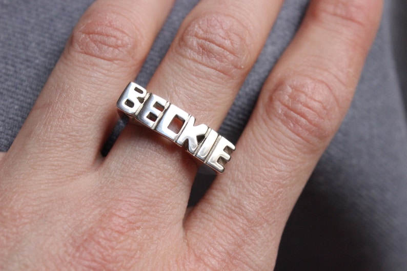 Monogram Ring 5 or 6 Letters Word Signet Personal Ring Sterling silver Fast shipping Initials ring Name Ring