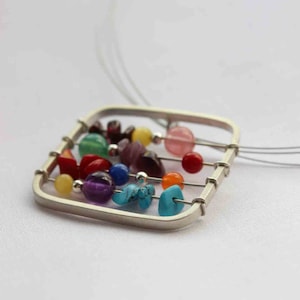 Small Abacus Colorful Sterling silver Perfect gift for a teacher image 1