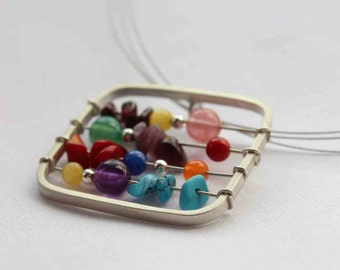 Small  Abacus - Colorful - Sterling silver - Perfect gift for a teacher