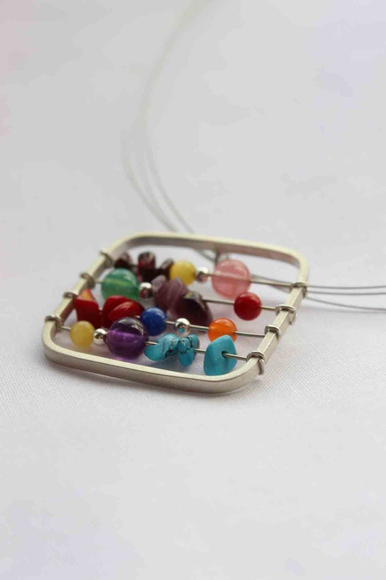 Small Abacus Colorful Sterling silver Perfect gift for a teacher image 1