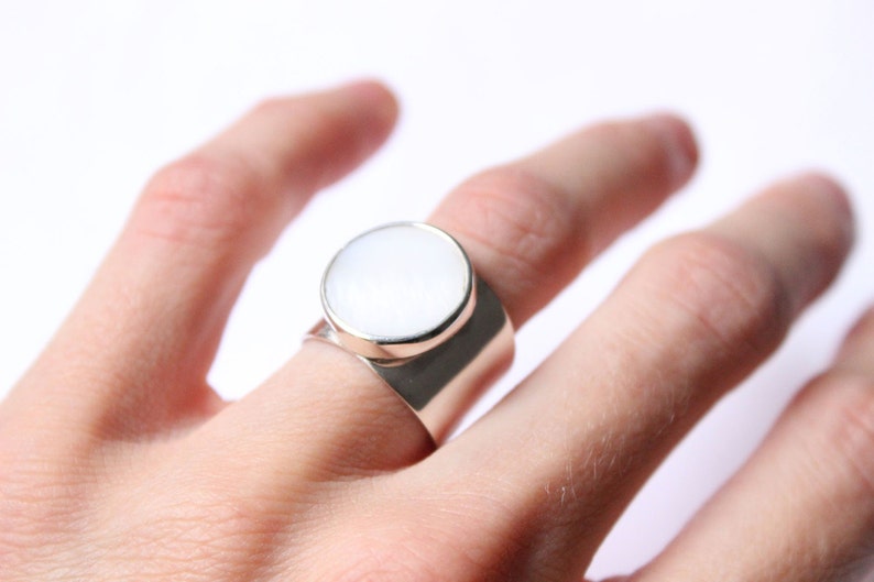 Made to order in your size Geometric Ring Stone ring Mother of pearl ring in Sterling Silver
