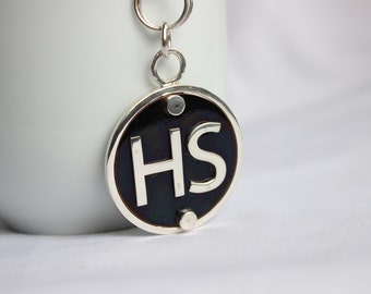 Man Keychain Custom  made of Sterling silver, Copper and enamel, Made to order, Custom Letter, Keychain Lyrics, Personalized Initials