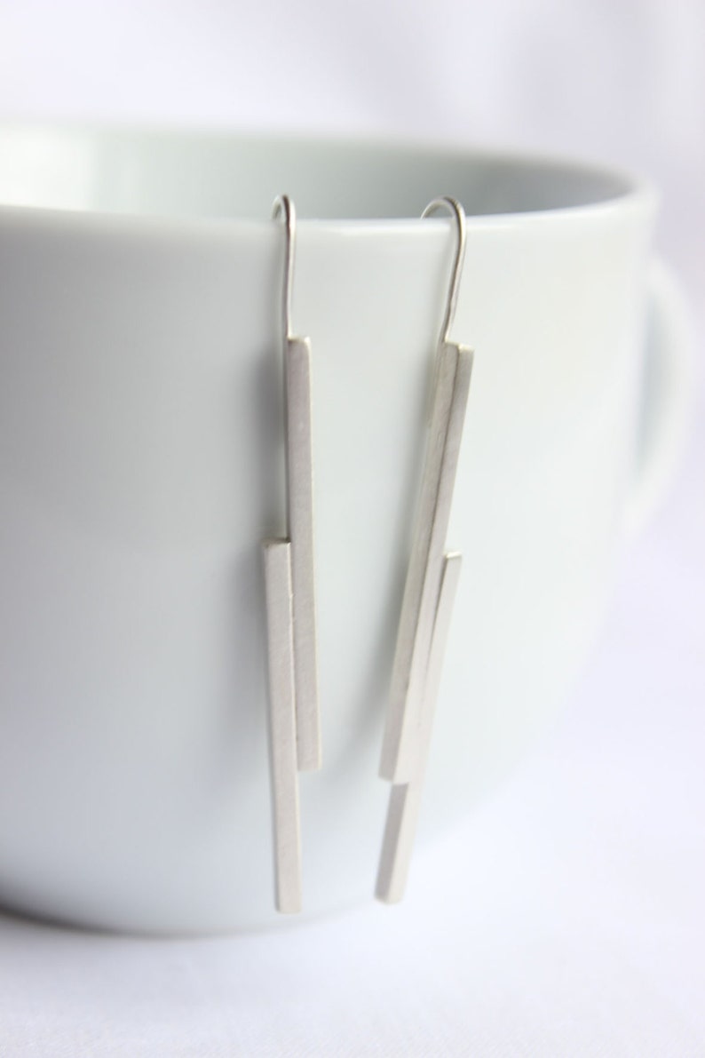 Stick earrings made of Sterling silver, geometric earrings, studs or dangle earrings, Short Mikado Earrings imagem 5