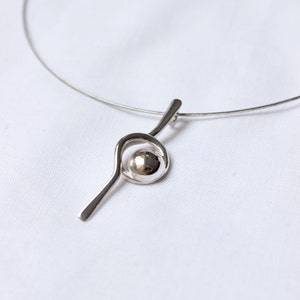 Tiny line and Point Pendant Sterling silver Polished Medium-size pendant Delicate Simple image 1