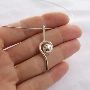 Tiny line and Point Pendant Sterling silver Polished Medium-size pendant Delicate Simple image 2