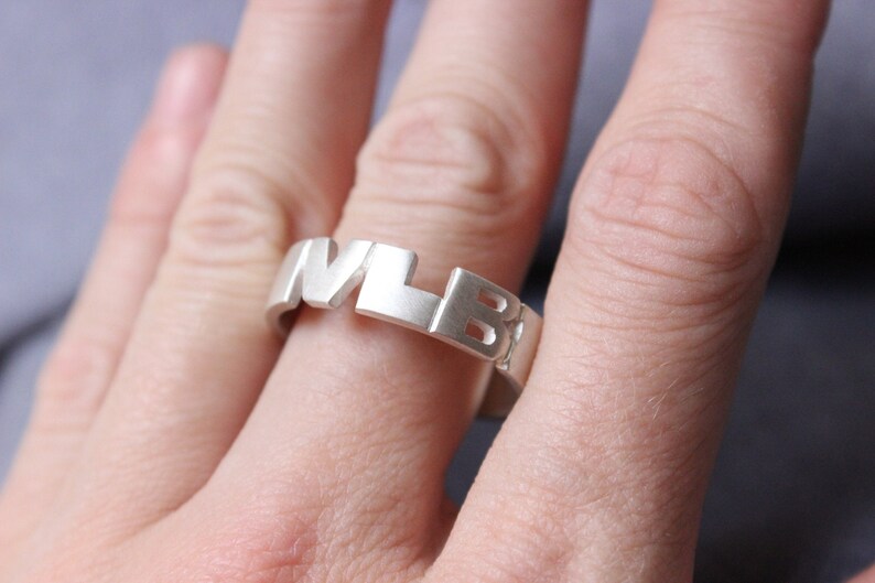 Name Ring 925 Sterling Silver Personalized Name Ring with Name of Your Choice Matte