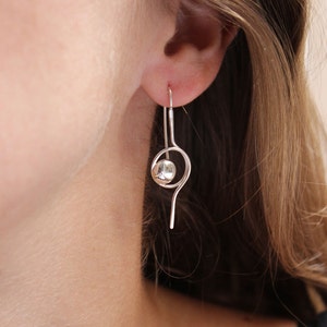 Tiny line and Point Earrings are made in Sterling silver, hammered and polished. Chic, super lightweight, delicate image 2