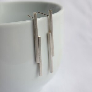 Stick earrings made of Sterling silver, geometric earrings, studs or dangle earrings, Short Mikado Earrings image 1