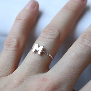 Stacking initial, letter, heart or infinity ring, Sterling silver, Personalized ring, Made to order image 4