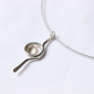 Tiny line and Point Pendant Sterling silver Polished Medium-size pendant Delicate Simple image 3