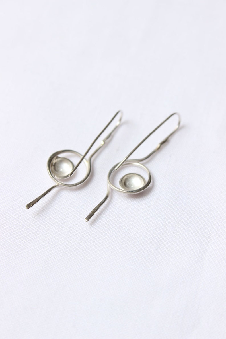 Tiny line and Point Earrings are made in Sterling silver, hammered and polished. Chic, super lightweight, delicate image 5