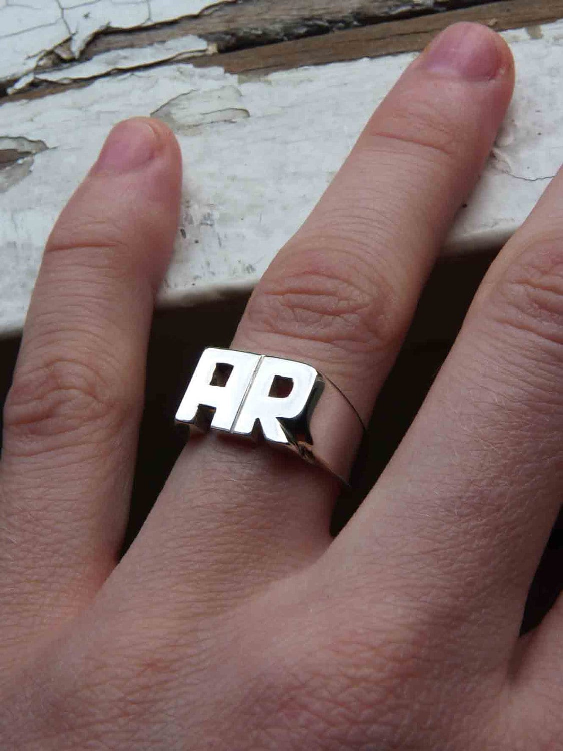 ring Initial Ring Sterling silver Name Ring Etsy