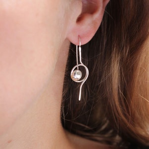 Tiny line and Point Earrings are made in Sterling silver, hammered and polished. Chic, super lightweight, delicate image 4