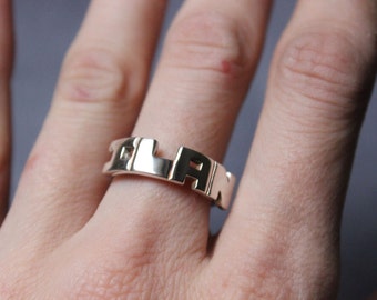 Monogram Personalized Initial ring, alphabet, letter, sterling silver, bridesmaid gift, name custom ring, personalized Jewelry made to order