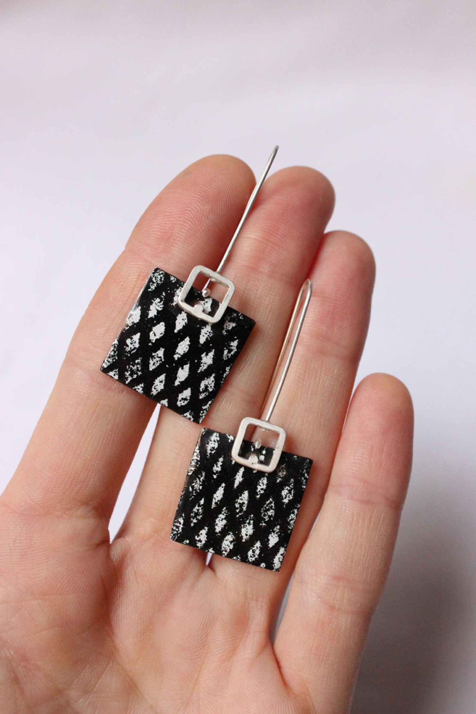 Black + White Cookie Sterling Silver Earrings