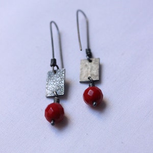 Faceted Red Coral Earrings, Exquisite Red Earrings Made of Sterling ...