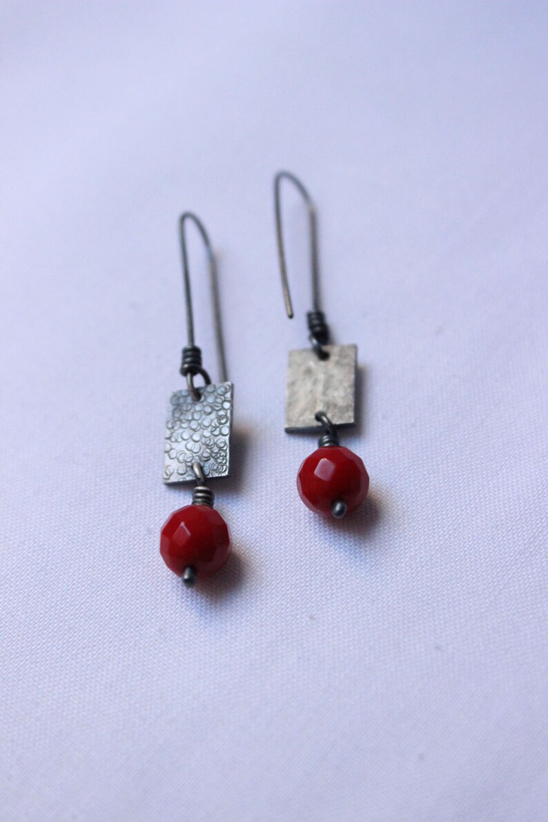 Faceted Red Coral Earrings Exquisite Red Earrings Made of - Etsy
