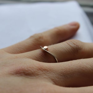 Stacking ring small Dot, Sterling silver and copper, Made to order in your size image 2