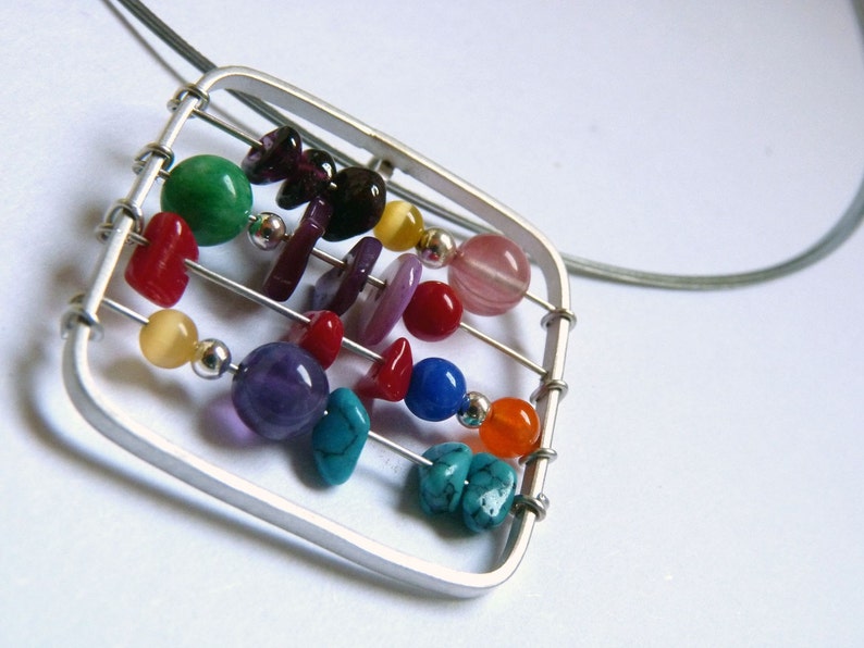 Small Abacus Colorful Sterling silver Perfect gift for a teacher image 2