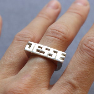 Persoonlijke woordring, sterlingzilver, zegelring, naamring, initialenring, monogramring 5 of 6 letters, snelle verzending