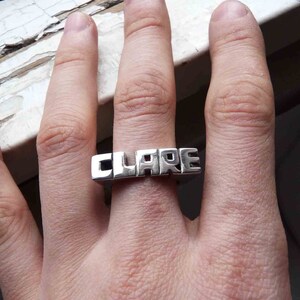 Word Personal Ring, Sterling silver, Signet ring, Name Ring, Initials ring, Monogram Ring, Made to order 5 or 6 Letters image 6