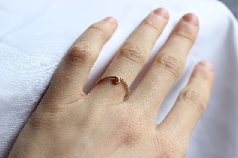 Stacking ring small Dot, Sterling silver and copper, Made to order in your size image 1