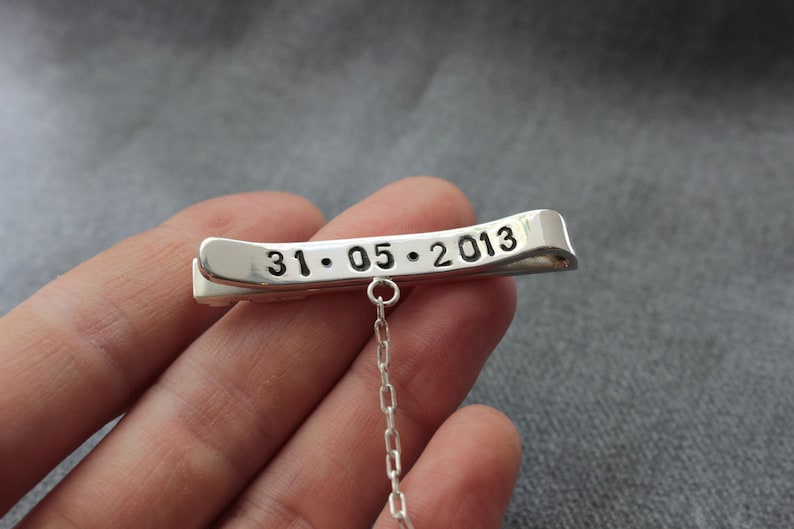 Anniversary Men Gifts for graduations Father/'s Day Tie Tack Tie Clip Personalized For Him Custom order Sterling silver Tie Bar