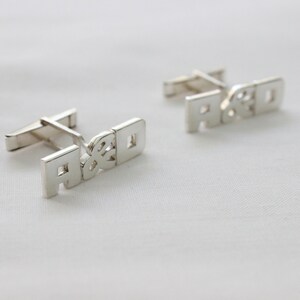 Personalized Sterling silver Cufflinks, Made to order with your initials, Square letters, Monogram cufflinks, mens accessories image 9