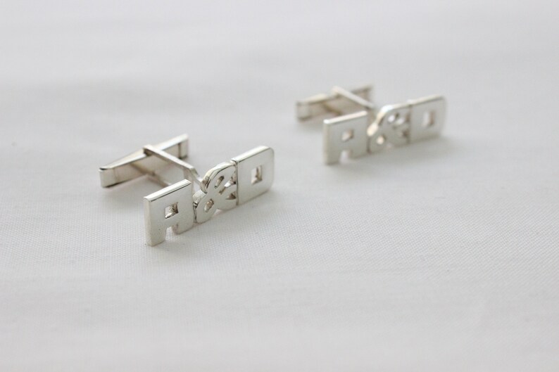 Personalized Sterling silver Cufflinks, Made to order with your initials, Square letters, Monogram cufflinks, mens accessories image 9