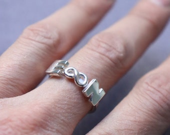 Personalized Initial ring, alphabet, letter, sterling silver monogram, bridesmaid gift, name custom ring, personalized Jewelry made to order