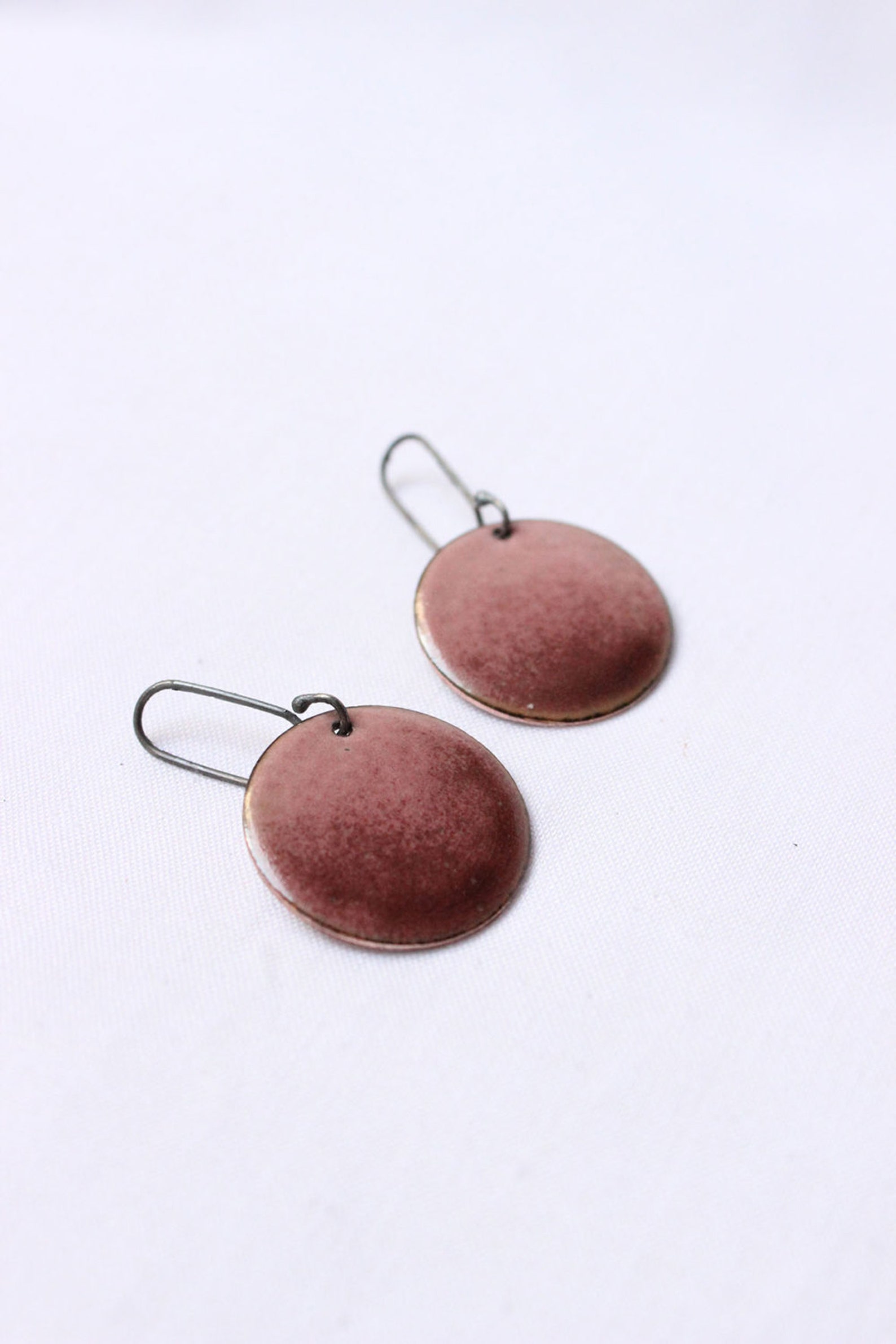 Rose Enamel Earrings Handmade Pink and Purple Copper Enamel Etsy