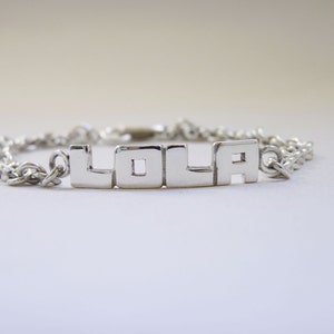 NAME Bracelet, Personalized Jewelry, Sterling Silver Name chain bracelet, Child's Name Bracelet, Custom letters Bangle image 2