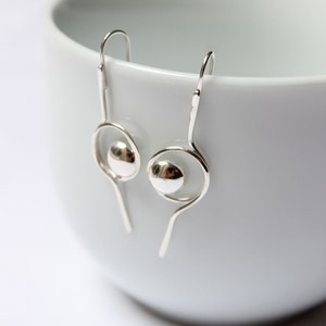 Tiny line and Point Earrings are made in Sterling silver, hammered and polished. Chic, super lightweight, delicate image 1