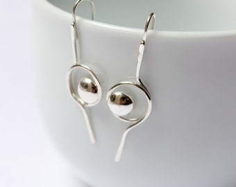 Tiny line and Point Earrings  are made in Sterling silver, hammered and polished. Chic, super lightweight, delicate