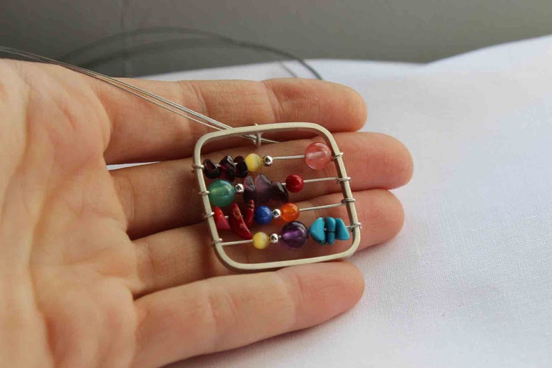 Small Abacus Colorful Sterling silver Perfect gift for a teacher image 4