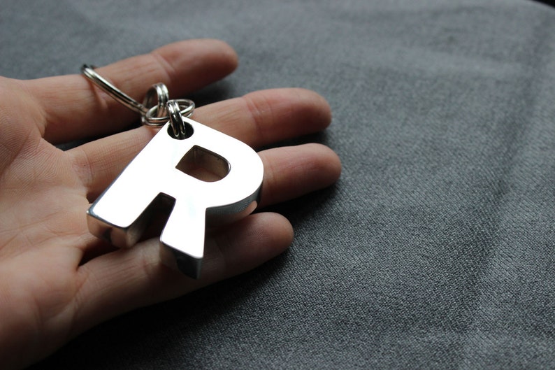 Letter Keychain Custom made of Sterling silver, Made to order, Custom Letter, Keychain Personalized Initials image 2