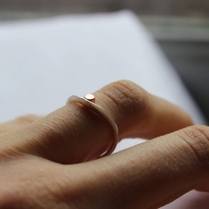 Stacking ring small Dot, Sterling silver and copper, Made to order in your size image 4