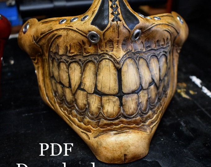 Leather Skull half mask PDF Template  - Digital Leather Pattern - Skull half mask